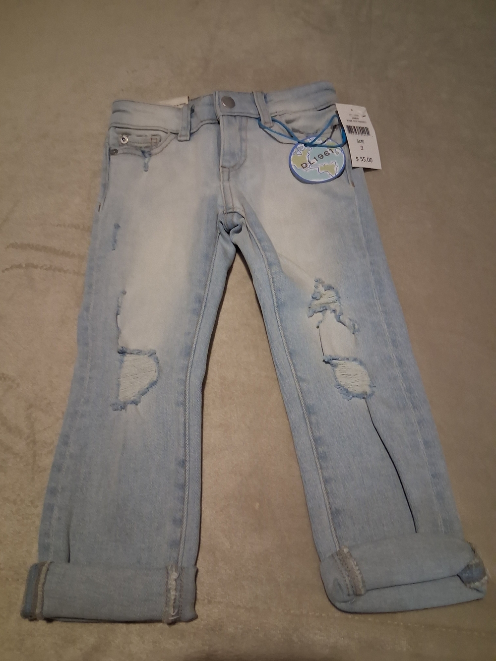 Kids' Dl1961 Harper Boyfriend Straight Jean Jet Stream Distressed